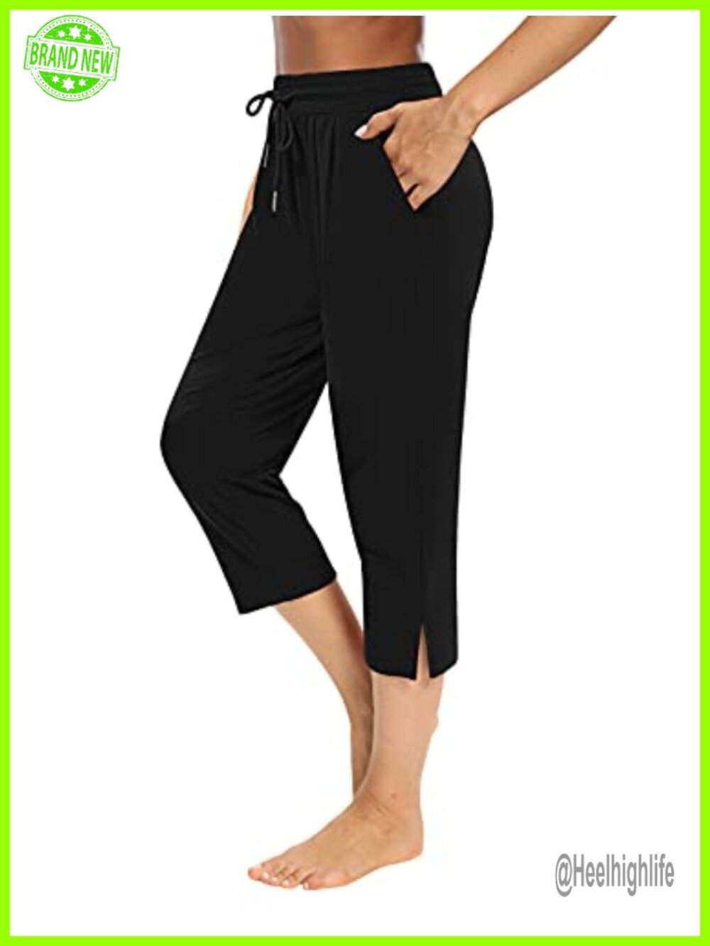 Women's Capri Yoga Pants Loose Fit Drawstring Joggers with Pockets